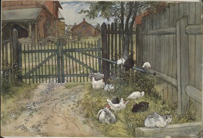 A kapu. Az Egy otthon című sorozatból (26 akvarell) alkotó: Carl Larsson