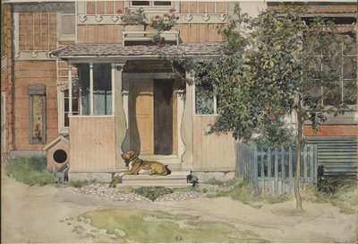 A veranda. Az Egy otthon című műből (26 akvarell) alkotó: Carl Larsson