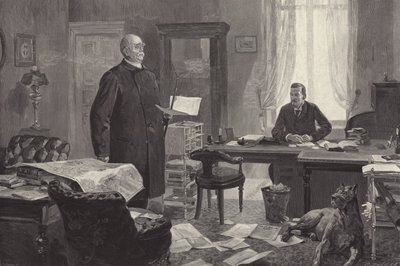 Bismarck diktálja emlékiratait (metszet) alkotó: Carl Ludwig Friedrich Becker