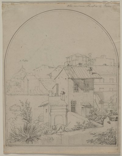 Kilátás az ablakomból Rómában (recto) alkotó: Carl Ludwig Tischbein