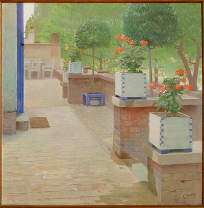Gartenterrasse - Kerti terasz ... (festmény vászonra) alkotó: Carl Moll