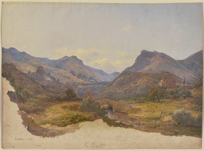 Subiaco látképe, az előtérben híddal alkotó: Carl Morgenstern
