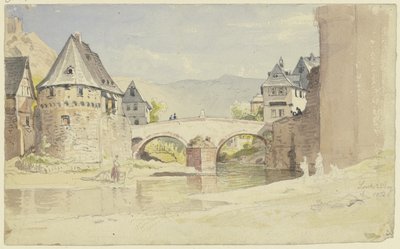 Az 1556-ból származó, már nem létező kőhíd a Wisper felett, Lorchban, a Rheingauban alkotó: Carl Morgenstern
