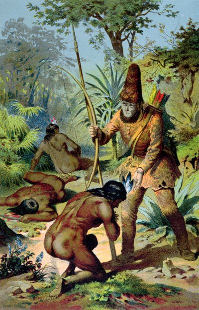 Robinson Crusoe és az ember péntek, 1880 körül alkotó: Carl Offterdinger