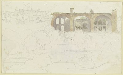 Kilátás a római Forum Romanumra a Maxentius-bazilikával alkotó: Carl Philipp Fohr