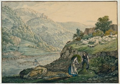 Stolzeneck a Neckar mellett (19. lap a Neckar-vidék vázlatfüzetéből) alkotó: Carl Philipp Fohr