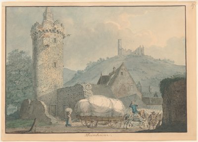 Weinheim látképe a Neckar folyónál alkotó: Carl Philipp Fohr