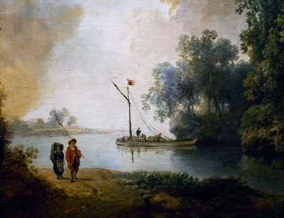 Táj folyóval, kb 1780, Carl Philipp Schallhas (1767-1797), részlet, Magyarország alkotó: Carl Philipp Schallhas