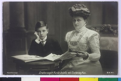 Mária Zsófia főhercegnő és fiuk, Max alkotó: Carl Pietzner