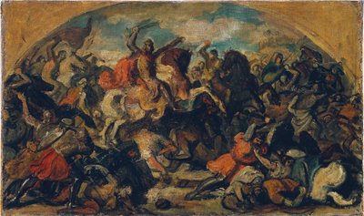 Veszekedő Frigyes (1219–1246) győzött a mongolok felett a leithai csatában Wiener Neustadt mellett 1246. június 15-én. alkotó: Carl Rahl