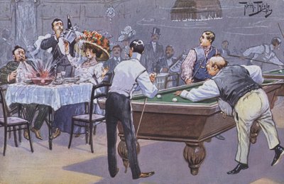 Komikus jelenet egy biliárdteremben alkotó: Carl Robert Arthur Thiele