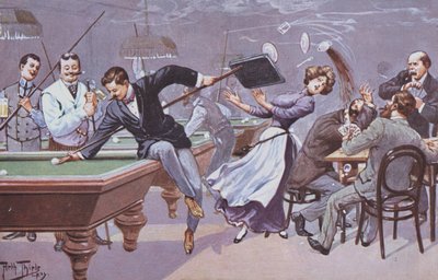 Komikus jelenet egy biliárdteremben alkotó: Carl Robert Arthur Thiele