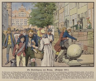 Polgárok segítettek porosz sebesülteken Danzig védelme során, 1807 tavasza (színes litó) alkotó: Carl Röchling