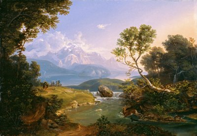 Szarvasvadászat a Berchtesgaden melletti Hintersee-nél alkotó: Carl Rottmann