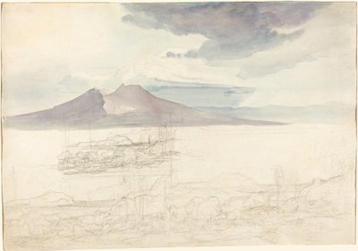 Panorámás kilátás a Vezúvra és a Monte Pellegrinóra alkotó: Carl Rottmann