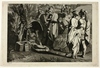 Diogenes a kádjában Alexandéval és tábornokaival alkotó: Carl Russ