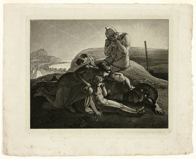 Tecmessa, a fia és Teucer Lamenting the Dead Ajax alkotó: Carl Russ