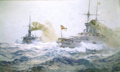 Német flotta manőverek a nyílt tengeren, 1900 körül (olaj, vászon) alkotó: Carl Saltzmann