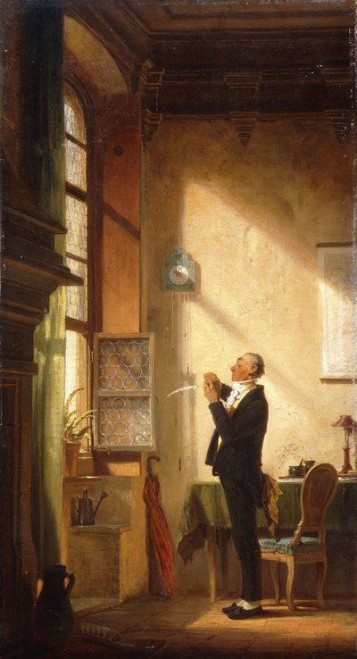 Tolltollat ​​élező író; Az írnok tollat ​​vág, alkotó: Carl Spitzweg