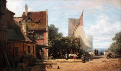 Régi taverna a Starnberg -tónál alkotó: Carl Spitzweg