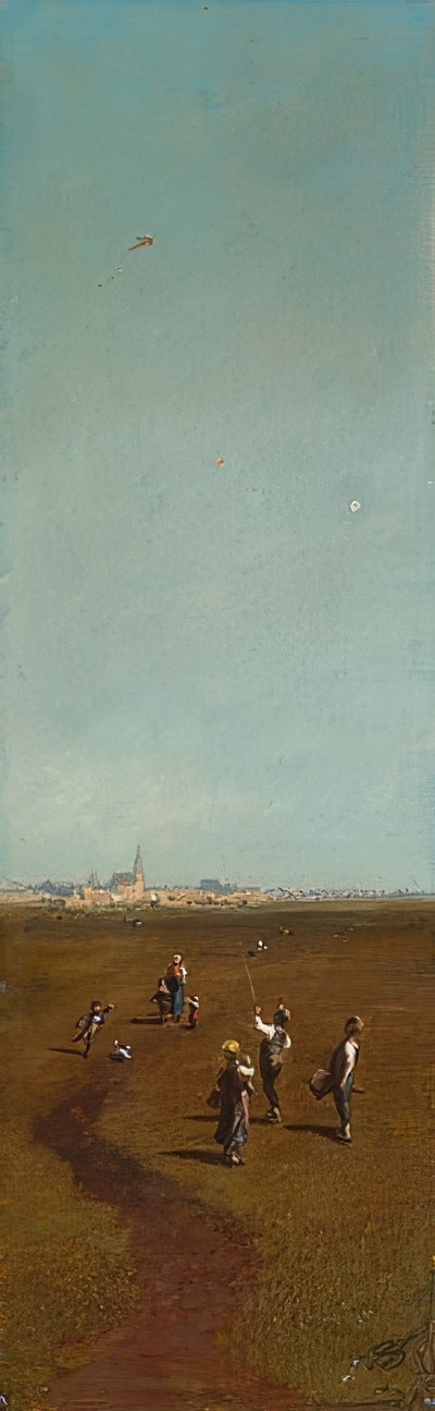 Sárkányreptetés. 1880/85 körül alkotó: Carl Spitzweg