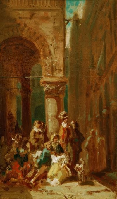 Utazó emberek: a Flo-i Loggia dei Lanzi színészei alkotó: Carl Spitzweg