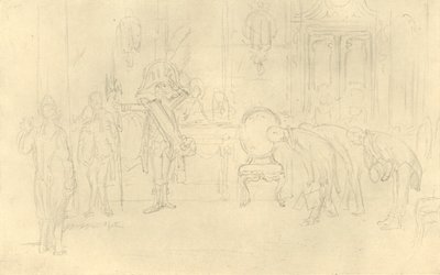 Őfelsége előszobájában, 19. század közepe-vége, 1924 körül. alkotó: Carl Spitzweg
