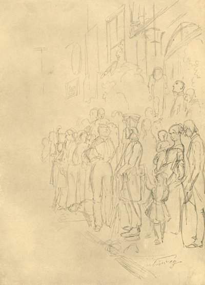 A körmenetre várva, 19. század közepe-vége, 1924. alkotó: Carl Spitzweg