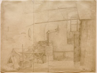Cserépkályha a gazda szobájában alkotó: Carl Spitzweg