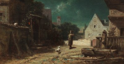 Az éjjeliőr Éjjeli őr holdfénynél, avagy Kutya és macska, c. 1870. alkotó: Carl Spitzweg