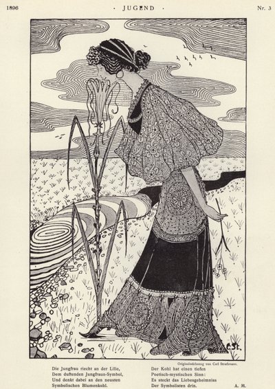Virágszagú nő (litho) alkotó: Carl Strathmann