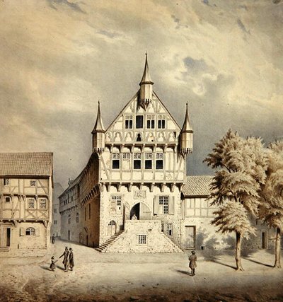 Fritzlar városháza (akvarell, papír) alkotó: Carl W.E. Fink