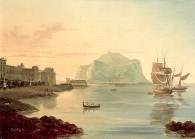 Palermói kikötő a Pellegrino-hegygel, 1831 alkotó: Carl Wilhelm Goetzloff