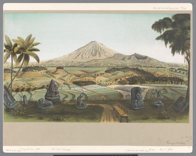 Kilátás a Sumbing-hegyre a Java-n alkotó: Carl Wilhelm Mieling (possibly)