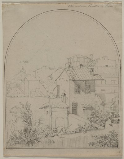 Kilátás az ablakomból Rómában recto Katona tájban verso, c. 1817. alkotó: Carl Wilhelm Tischbein
