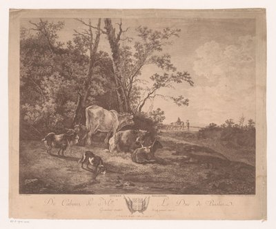 Táj szarvasmarhákkal Paturage Hollandois (cím a tárgyon) alkotó: Carl Wilhelm Weisbrod