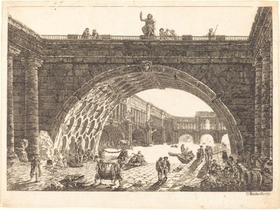 Egy monumentális kikötő építészeti fantáziája alkotó: Carl Wilhelm Weisbrod after Hubert Robert