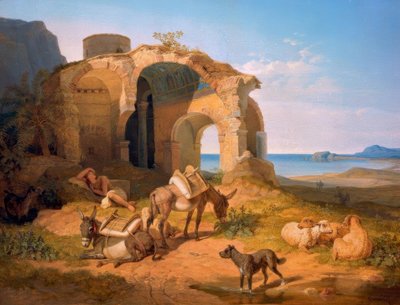 Táj egy bizánci templom romjaival alkotó: Carl Wilhelm von Heideck