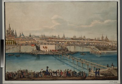 A Moszkvorecszkij-híd sarokkőletétele Moszkvában, 1830. alkotó: Carl von Hampeln