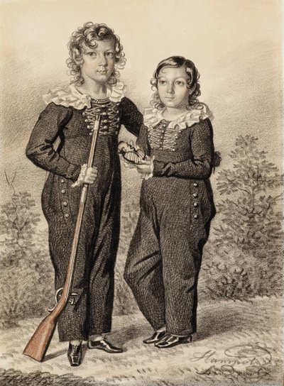 Sándor és Alekszej Dondukov-Korszakov portréja, 1820-as évek vége-1830-as évek eleje. alkotó: Carl von Hampeln