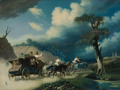 Trojka zivatar idején, 1830-as évek. alkotó: Carl von Hampeln