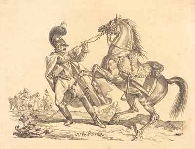 Cuirassier visszatartja nevelő lovát alkotó: Carle Vernet