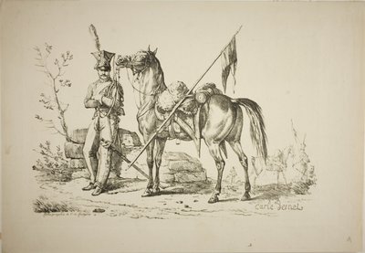 Lancer gyalog séta a lova mellett alkotó: Carle Vernet