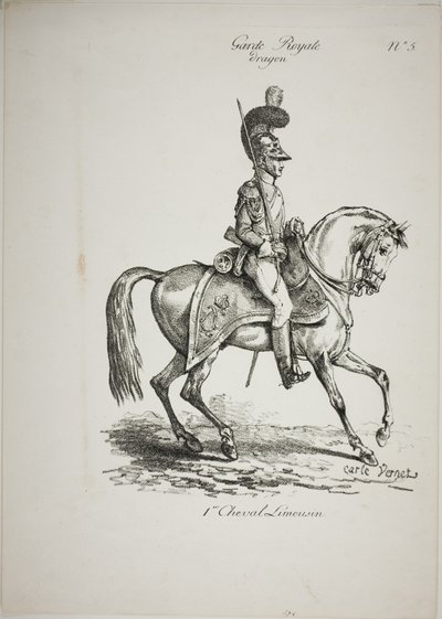 Királyi Gárda, Norman lovas dragonyos és ló, No. 5, First Limoges Horse alkotó: Carle Vernet