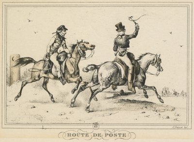 A mindennapi élet jelenetei, utak és ösvények: Postaút..., 1817. alkotó: Carle Vernet