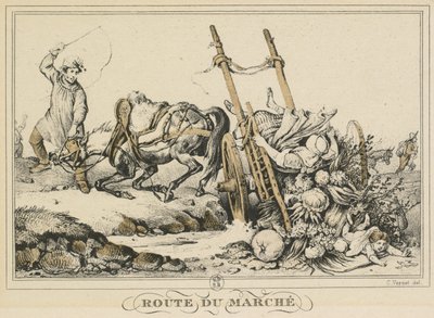 A mindennapi élet jelenetei, utak és ösvények: Út a piacra, 1819. alkotó: Carle Vernet