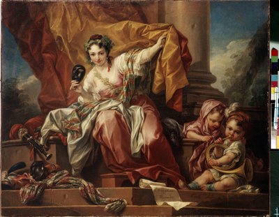A komédia allegóriája. Carle Van Loo (1705-1765) festménye. Olajfestmény alkotó: Carle van Loo