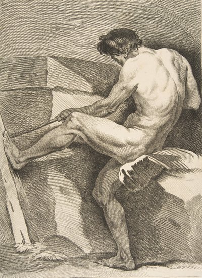 Egy akadémia: Zsinórt húzó ember, 1742-43. alkotó: Carle van Loo