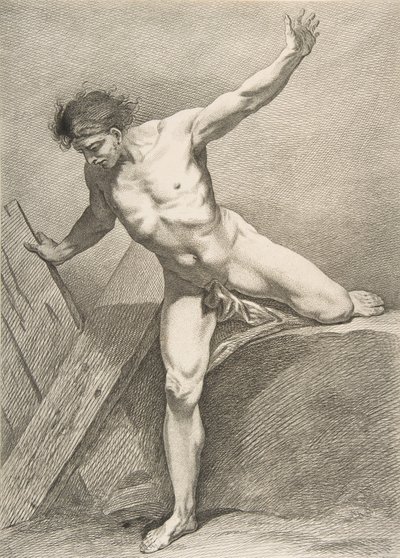 An Académie: Egy deszkára támaszkodó, lépkedő ember, 1742-43. alkotó: Carle van Loo