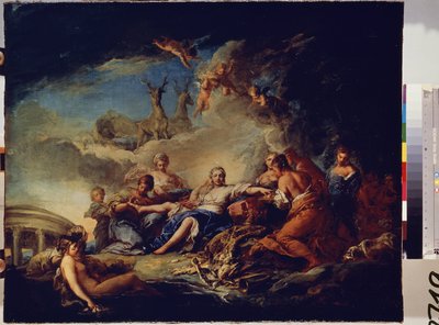 Diana pihen a vadászatban. Carle Van Loo (1705-1765) festménye. Olaj, vászon, 65 x 80,5 cm alkotó: Carle van Loo